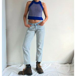 light blue low waist capris